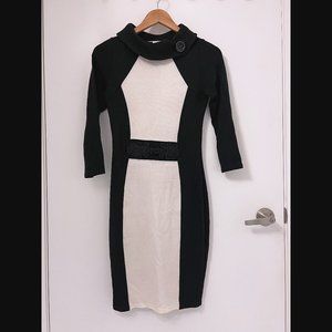 Jus D'Orange Paris, boatneck midi bodycon dress w' beautiful corded belt detail